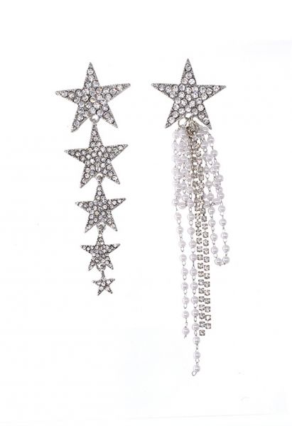 Asymmetric Star World Diamond Drop Earring