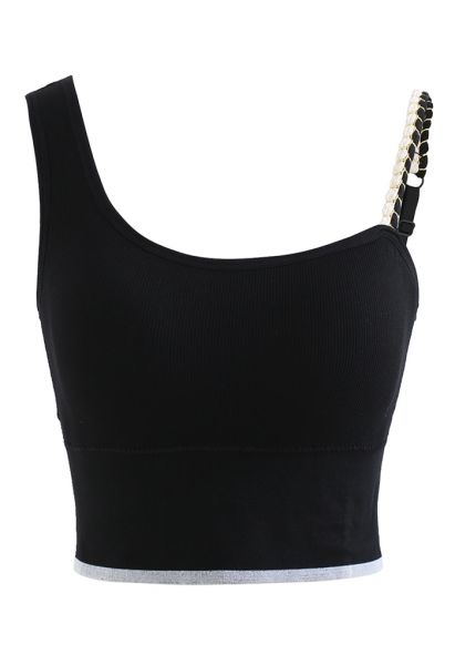 Pack Of 2 Black And White Crop Cami Tank Top For Women