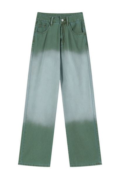 Ombre Green Straight Leg Jeans