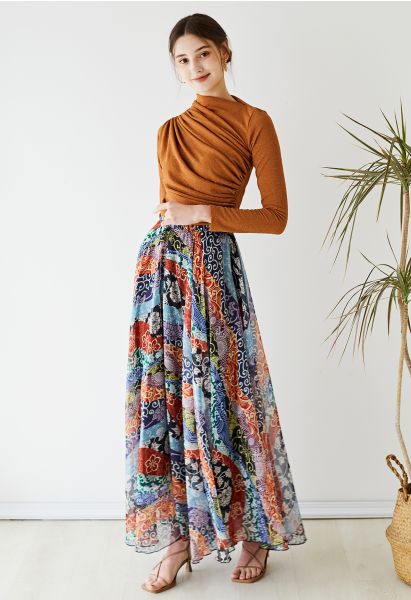 floral print blouse with maxi skirt, how to wear a button down shirt with a maxi  skirt, Chic Wish nude chiffon maxi skirt, Stuart Weitzman Nudist sandals  adobe leather, Louis Vuitton st.