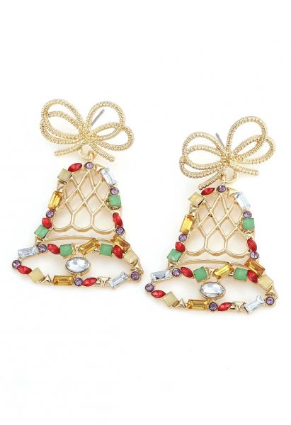 Festive Bell Multi Rhinestone Earrings