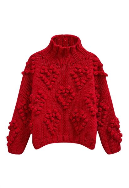 Knit Your Love Turtleneck Sweater in Red