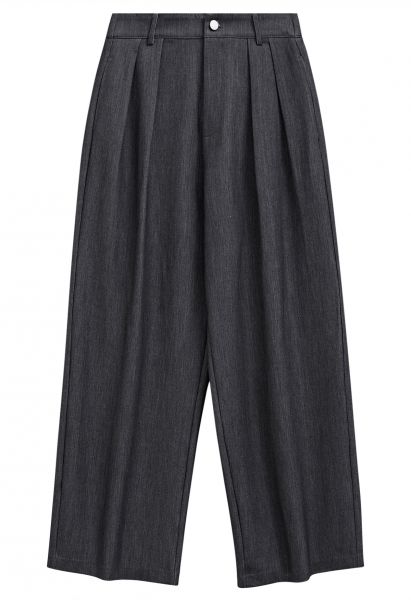 Tailored Comfort Pleated Wide-Leg Pants in Grey