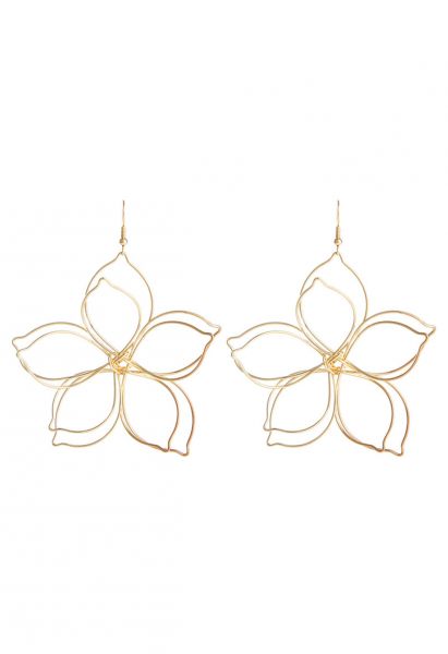 Metal Flower-Shaped Hook Earrings