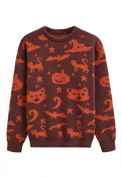 Enchanting Halloween Theme Knit Sweater