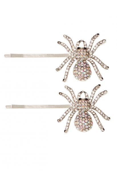 Sparkling Rhinestone Spider Hairpins