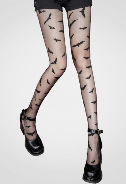 Gothic Bat Pattern Tights