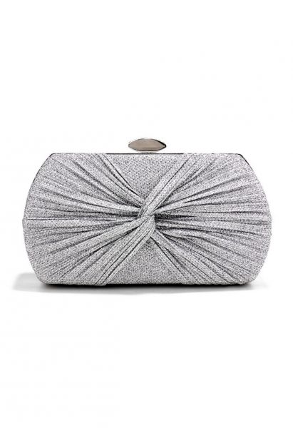 Shining Gift Knotted Clutch in Silver