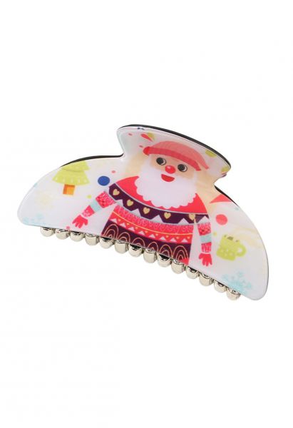 Cute Christmas Pattern Hair Claw in White