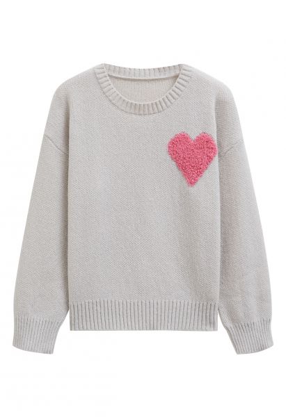 Only Love Crew Neck Jacquard Knit Sweater