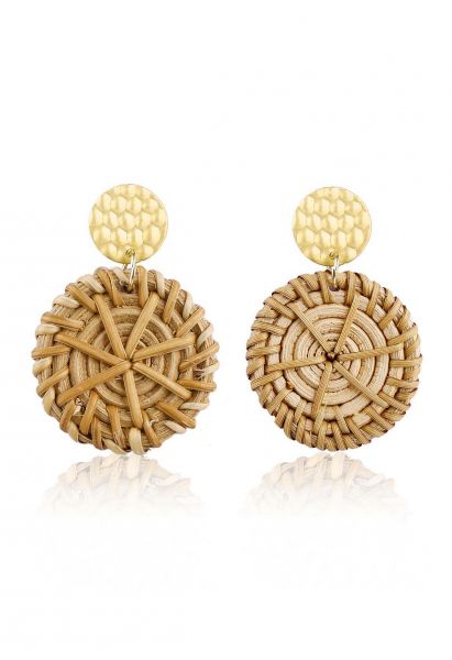 Circle Rattan Straw Earrings