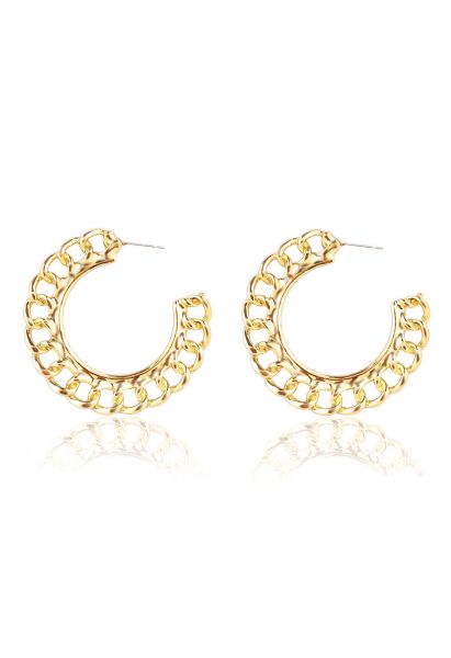 Gold Chain Circle Earrings