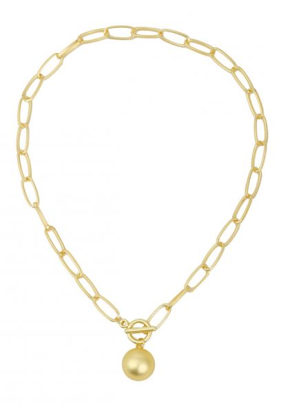 Golden Ball Oval Chain Necklace