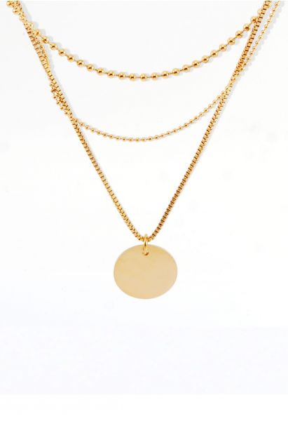 Triple-Layered Golden Coin Necklace