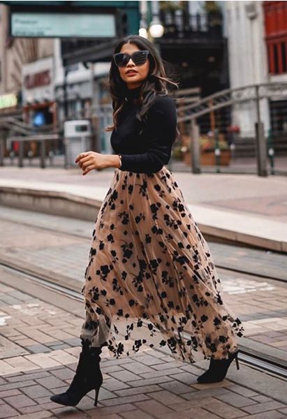  CHICWISH Sequins Tulle Skirts for Women Elastic Waist Mesh Midi  Skirt Casual Flowy Layered Dark Green Skirt : Clothing, Shoes & Jewelry