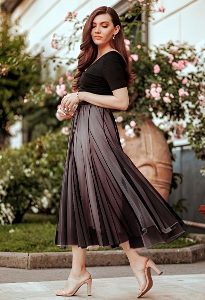  CHICWISH Women's Timeless Rose Mesh Tulle Midi Skirt