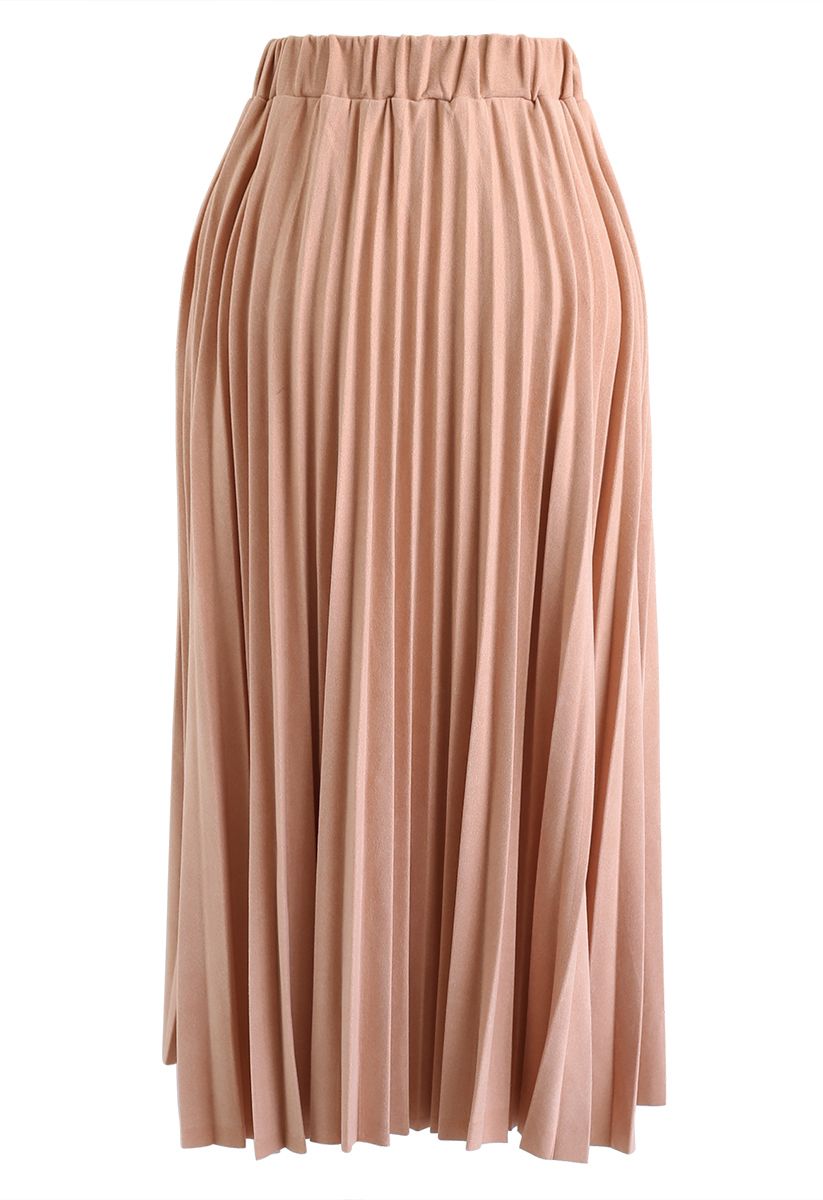 Full Pleated A-Line Midi Skirt in Coral - Retro, Indie and Unique Fashion
