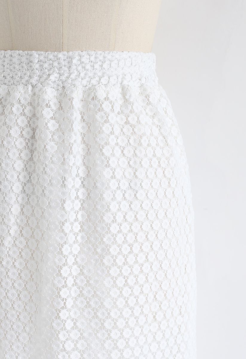 Floret Crochet Frill Hem Midi Skirt in White - Retro, Indie and Unique ...