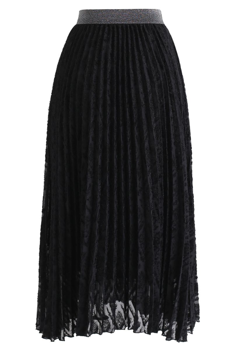 Feathers Tassel Pleated Midi Skirt in Black - Retro, Indie and Unique ...