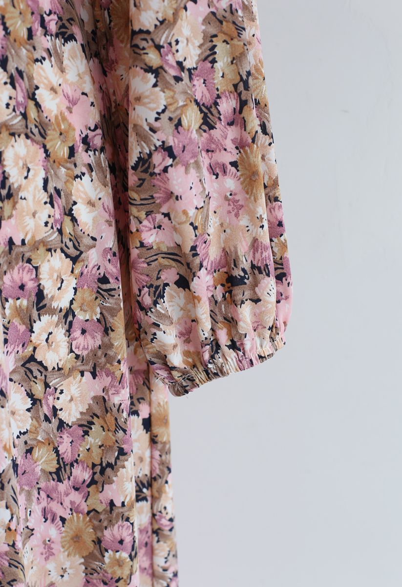 Daisy Print Button Down V-Neck Dress in Pink - Retro, Indie and Unique ...
