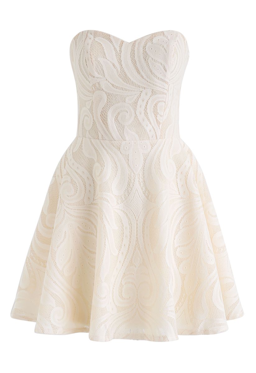 Exotic Plants Strapless Mesh Dress in Cream