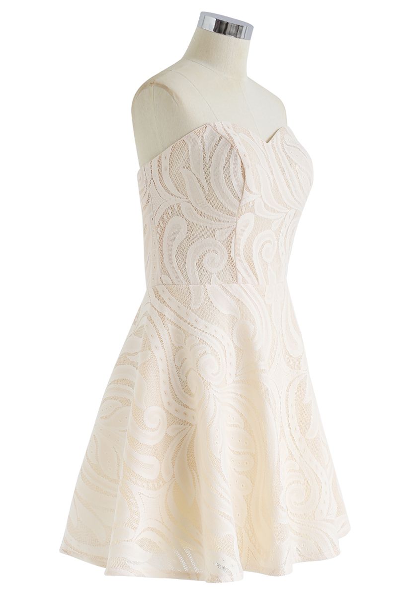 Exotic Plants Strapless Mesh Dress in Cream