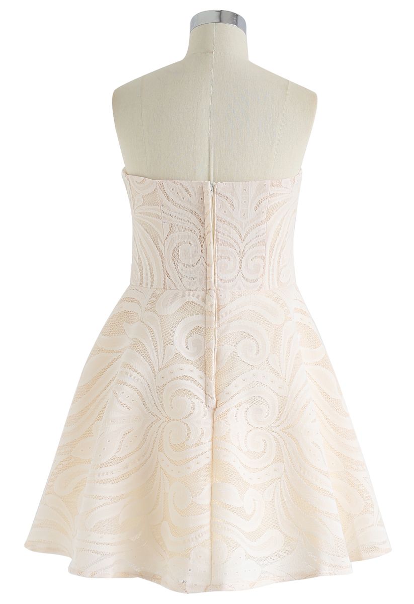 Exotic Plants Strapless Mesh Dress in Cream