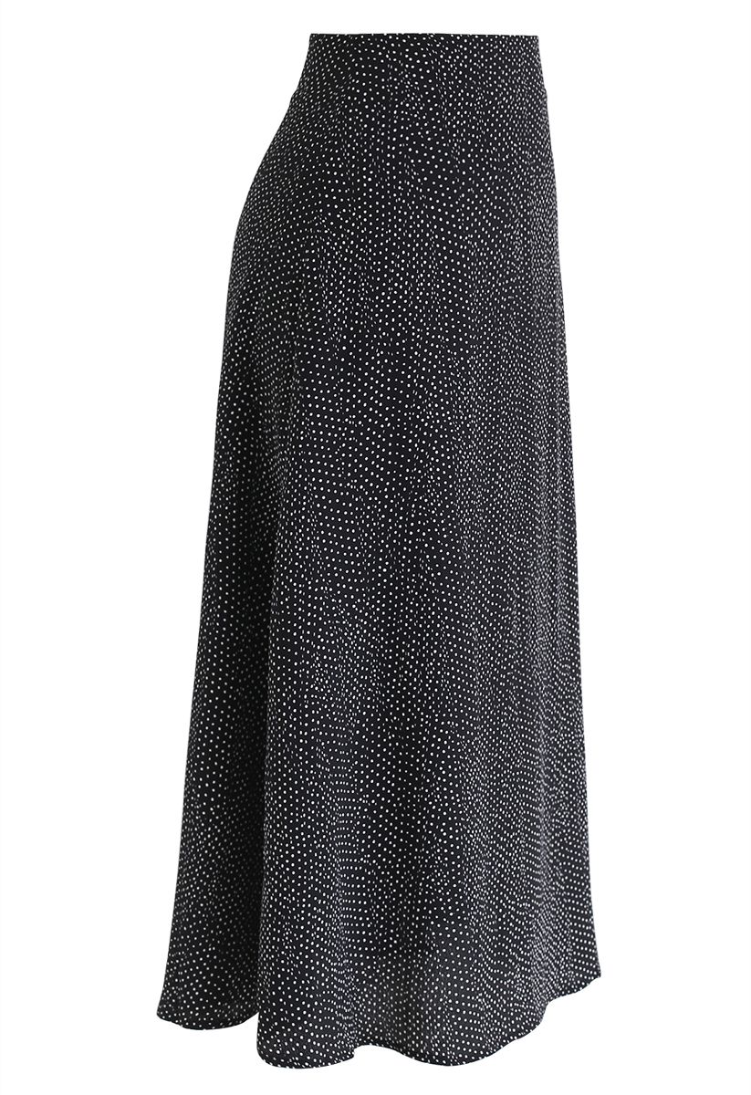 A-Line Polka Dots Chiffon Skirt in Black - Retro, Indie and Unique Fashion