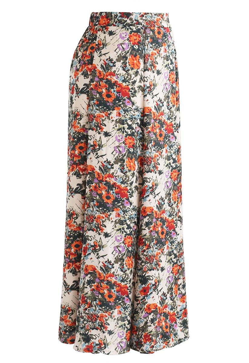 Ditsy Floral Frill Hem Midi Skirt - Retro, Indie and Unique Fashion