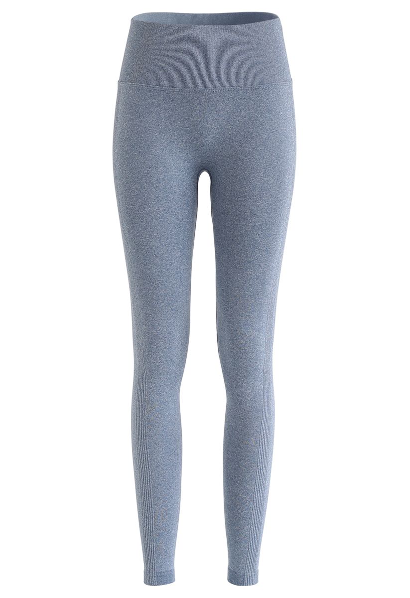 Butt Lift High-Rise Fitted Leggings in Dusty Blue - Retro, Indie and ...