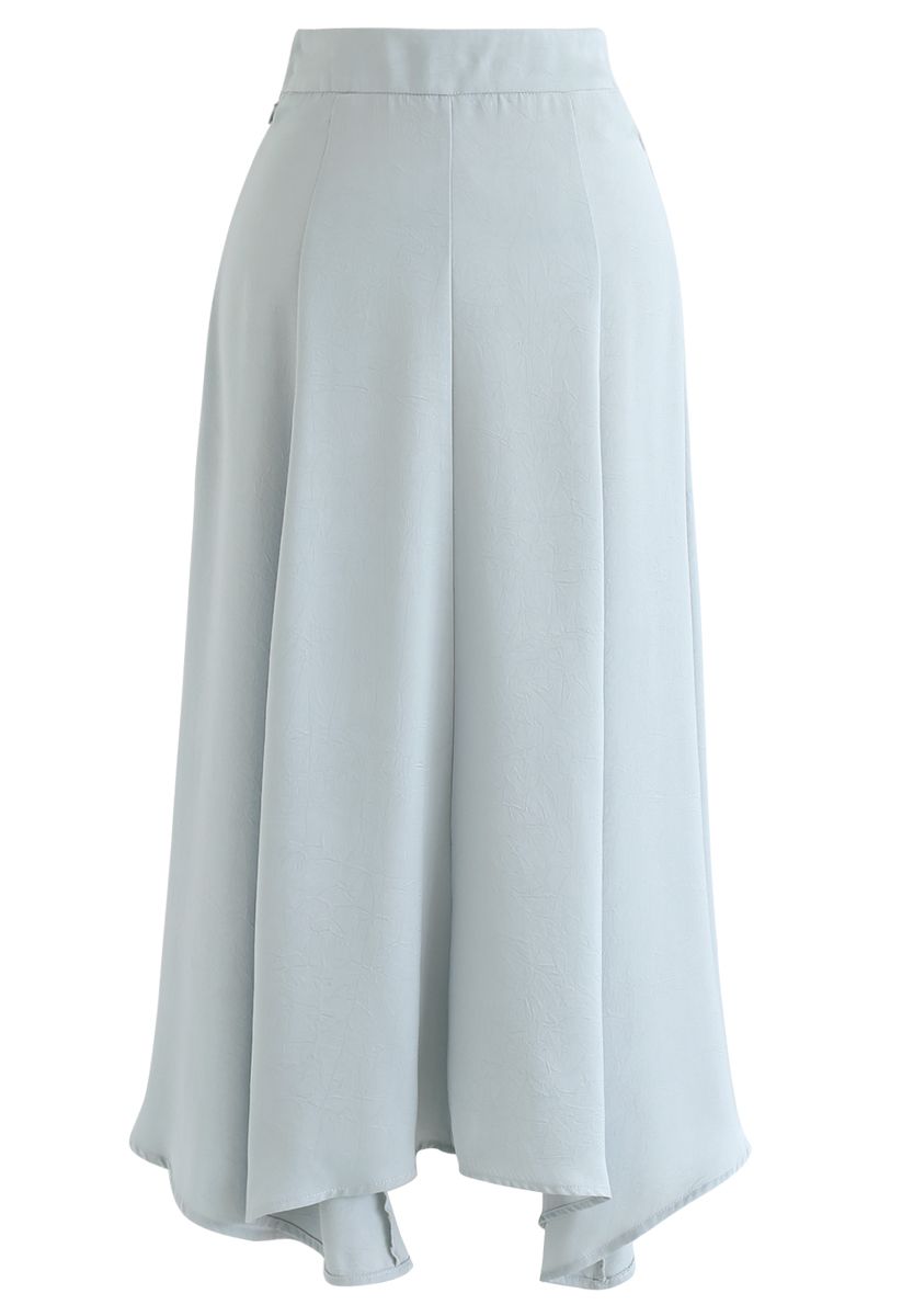 Silky Texture Asymmetric Midi Skirt in Mint - Retro, Indie and Unique ...