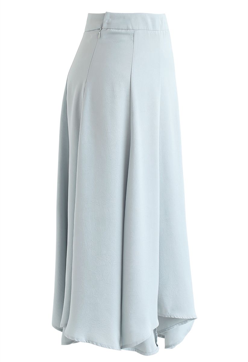 Silky Texture Asymmetric Midi Skirt in Mint - Retro, Indie and Unique ...