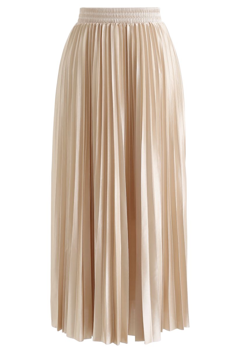 Plissé skirt with elasticated waistband - Champagne