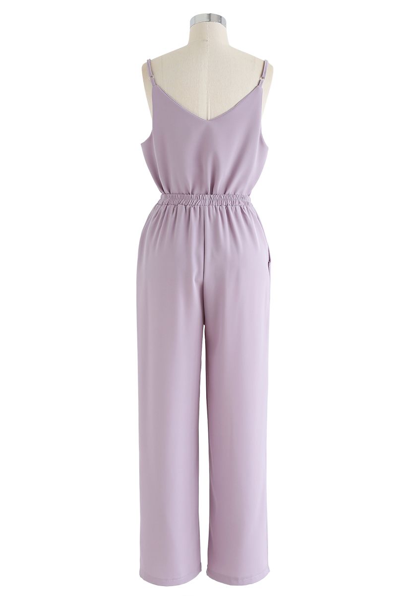 Adjustable Cami Tank Top and Wide-Leg Crop Pants Set in Lilac - Retro ...