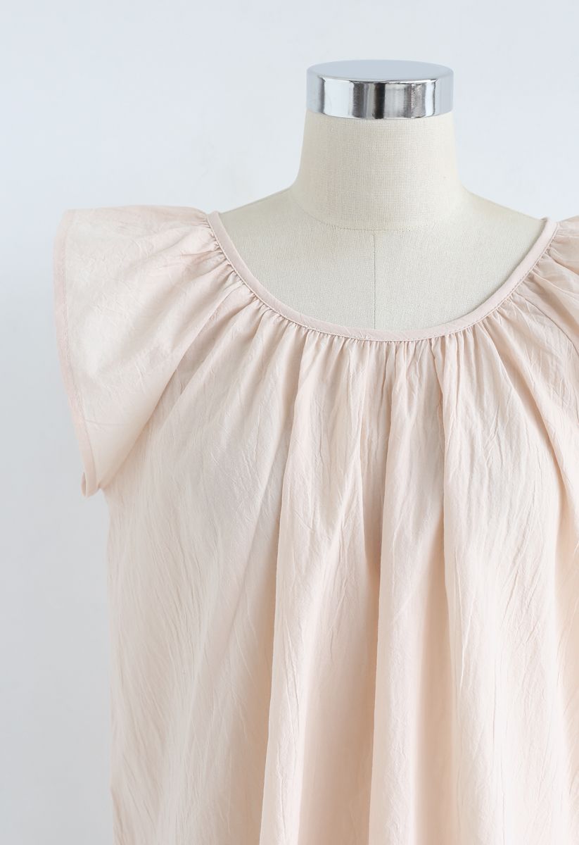 Scoop Neck Ruffle Sleeveless Top in Apricot - Retro, Indie and Unique ...
