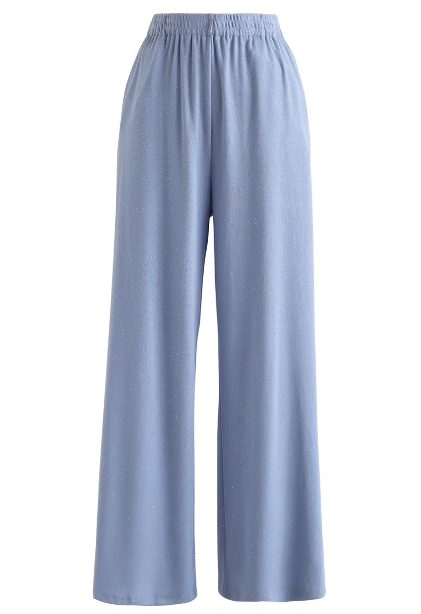 Sparkly Wide-Leg Full-Length Pants in Blue - Retro, Indie and Unique ...