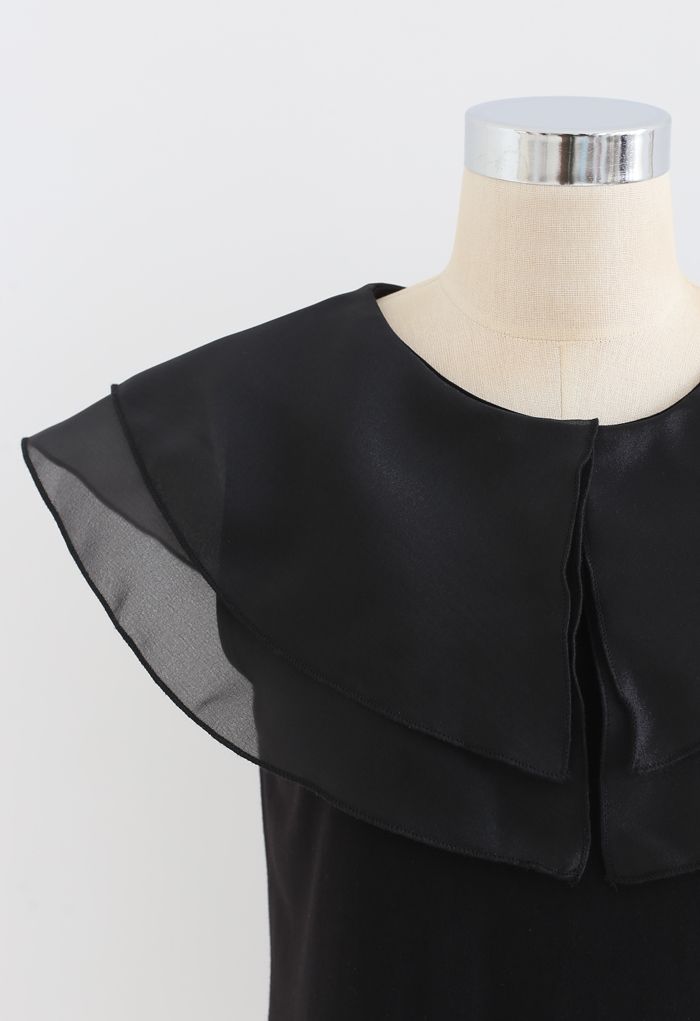 Tiered Organza Trim Sleeveless Top in Black - Retro, Indie and Unique ...