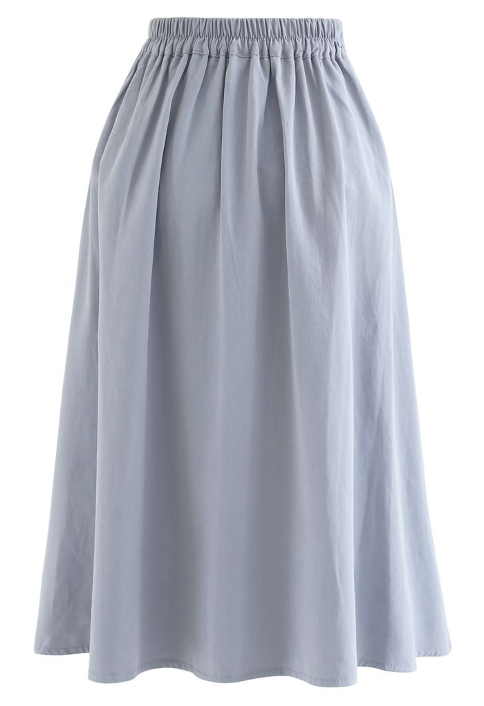 Slant Pockets A-Line Midi Skirt in Dusty Blue - Retro, Indie and Unique ...