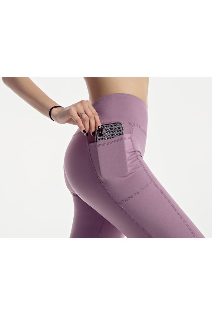 Side Pockets Seam Detail Ankle-Length Leggings in Purple - Retro, Indie and  Unique Fashion