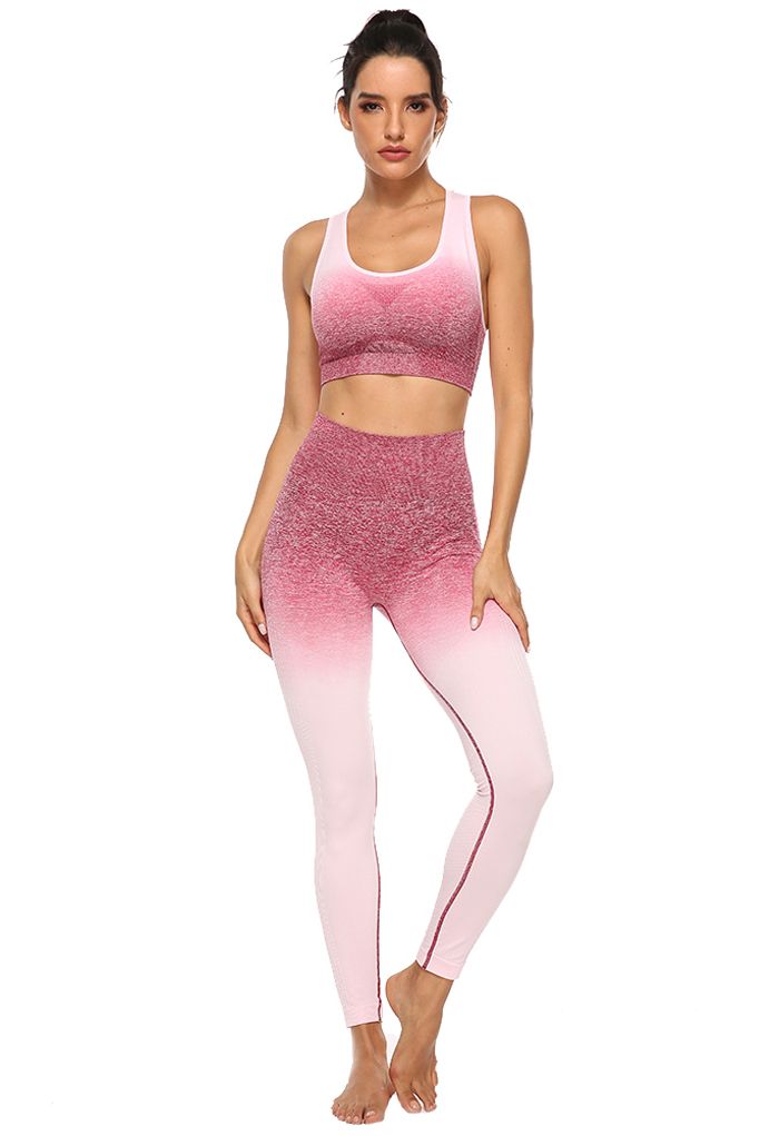 Gymshark Pink Ombre Gradient Women's Long Sleeve Crop Top Nylon Stretch M