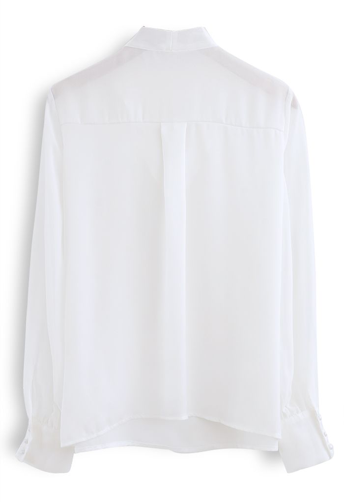 Scarf Neck Smock Top in White - Retro, Indie and Unique Fashion