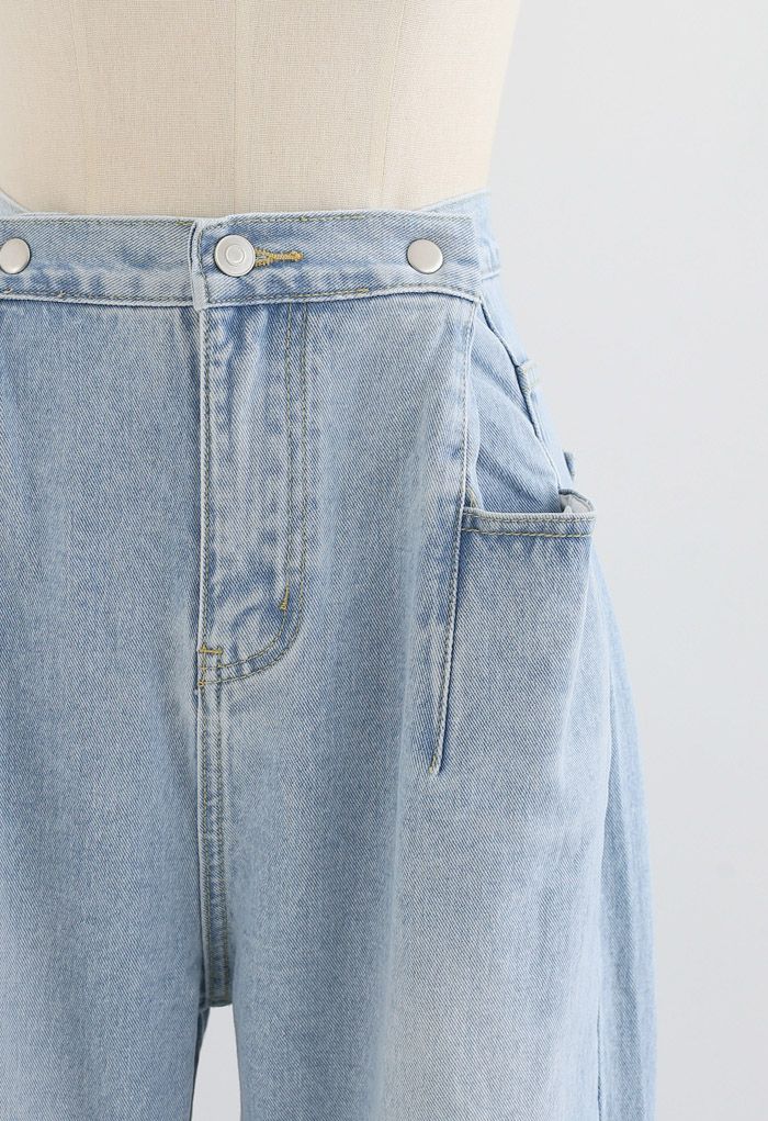Patched Pockets High-Waisted Wide-Leg Jeans - Retro, Indie and Unique ...