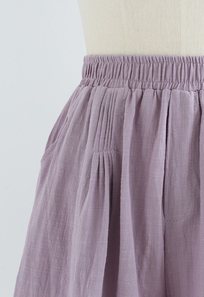 Pintuck Front Pockets Cotton Shorts in Purple - Retro, Indie and Unique ...