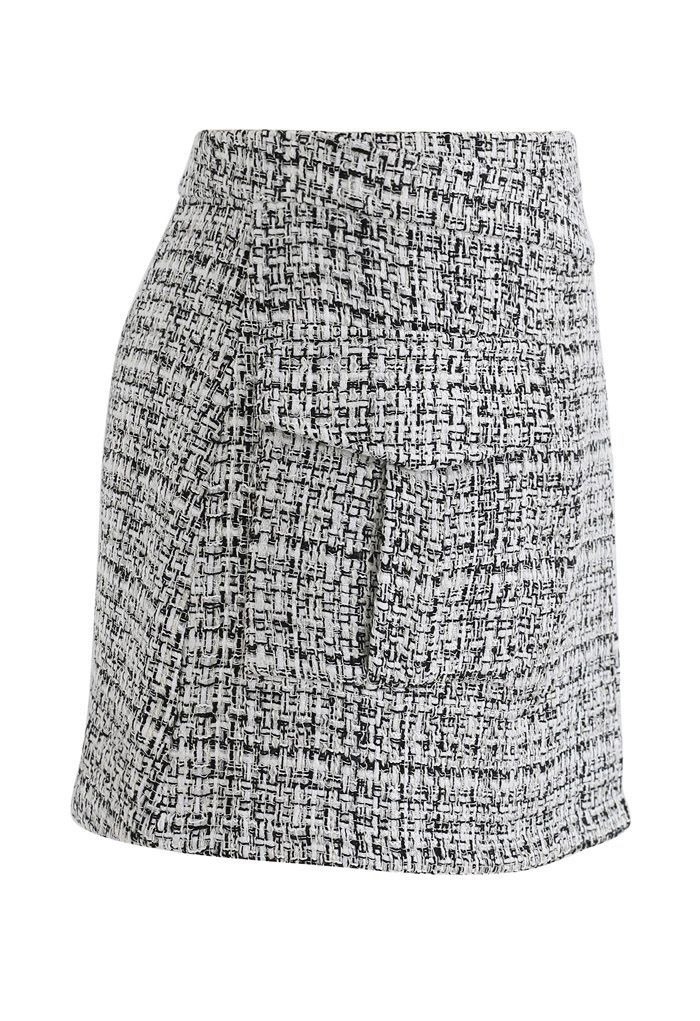 Tweed Asymmetric Mini Skirt in Black - Retro, Indie and Unique Fashion