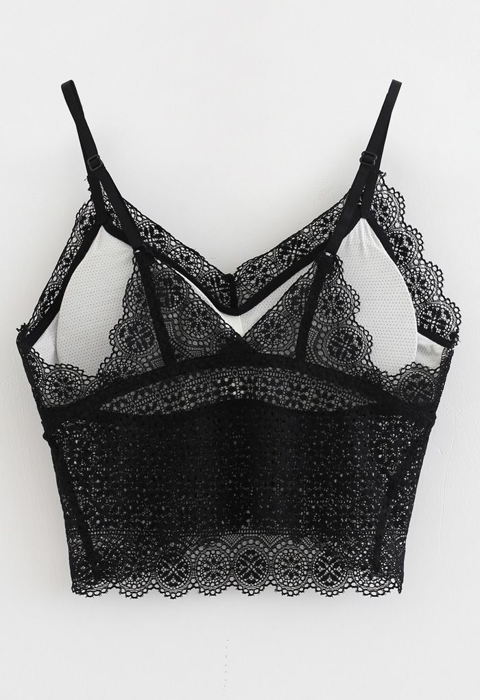 Floret Lace Cami Bustier Top in Black - Retro, Indie and Unique Fashion