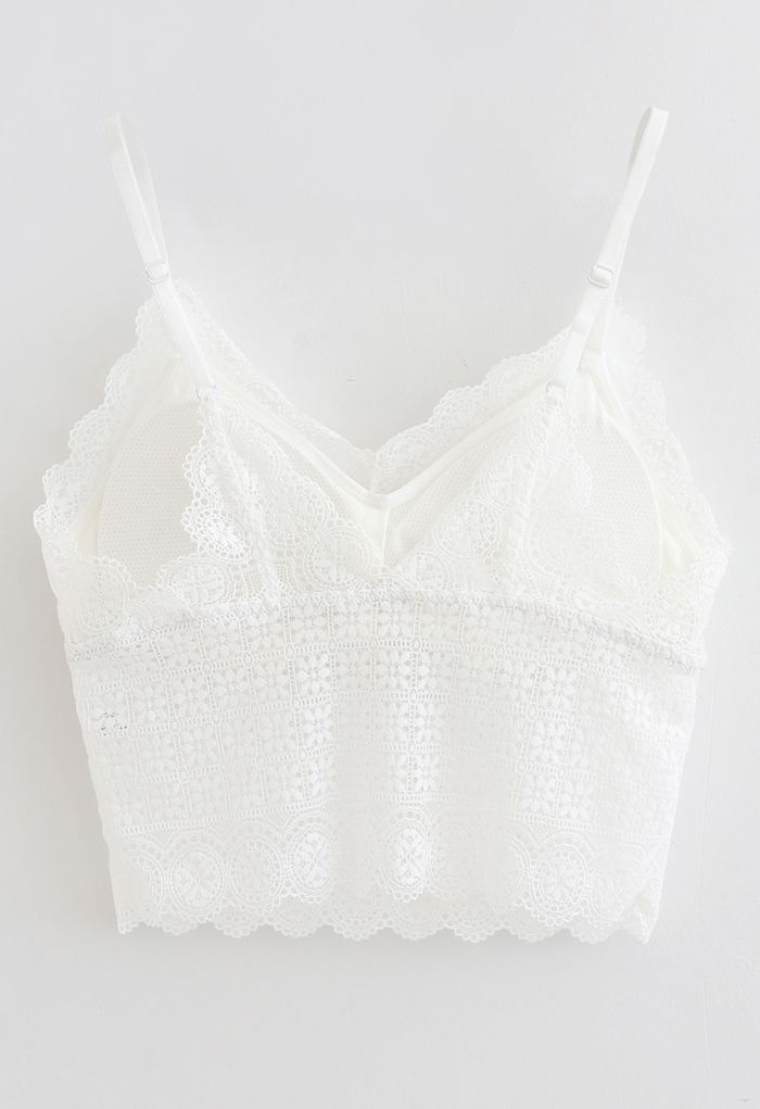 Floret Lace Cami Bustier Top in White - Retro, Indie and Unique Fashion