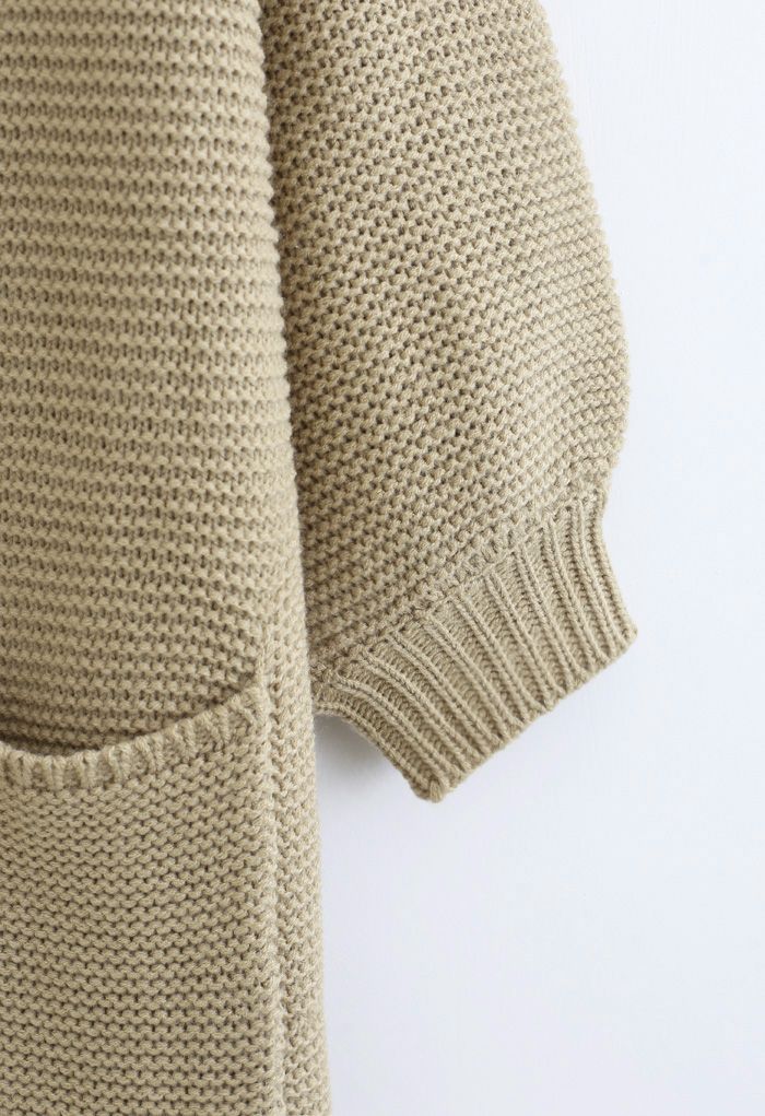 Basic Pockets Open Front Knit Cardigan in Camel - Retro, Indie and ...
