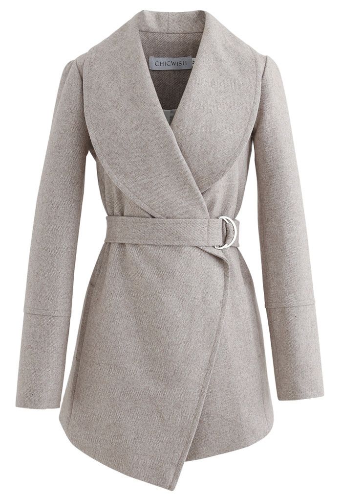 Rabato Wrap Belted Wool-Blend Coat in Light Tan - Retro, Indie and ...