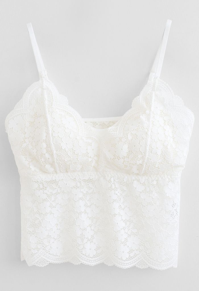 Lace Crop Tank Top in White - Retro, Indie and Unique Fashion