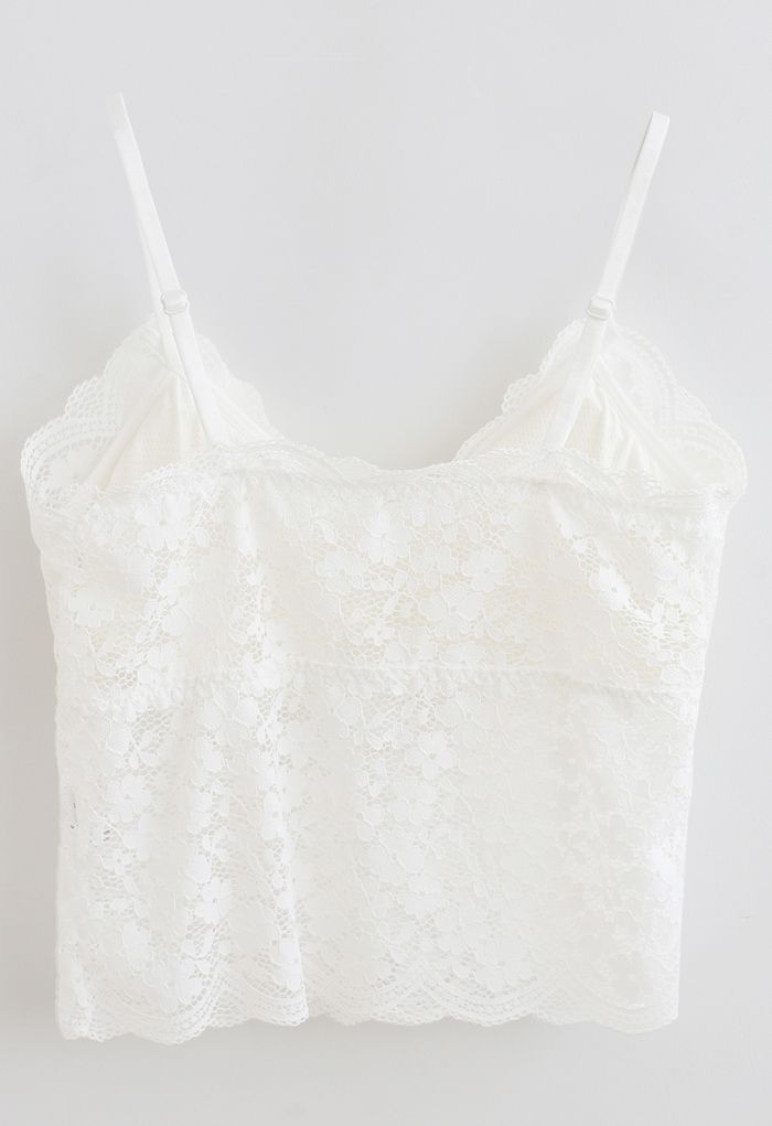 Lace Crop Tank Top in White - Retro, Indie and Unique Fashion
